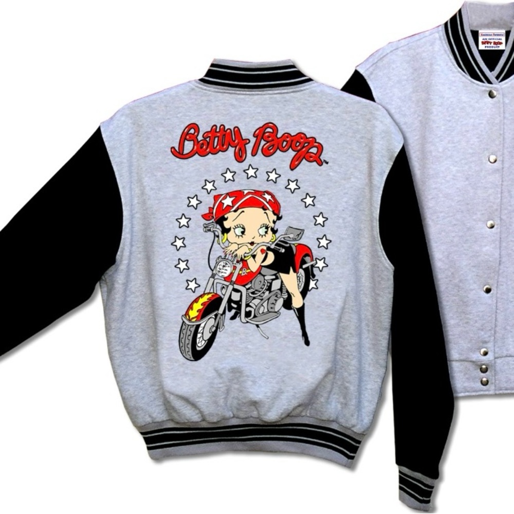 Betty Boop Gray and Black Varsity Jacket